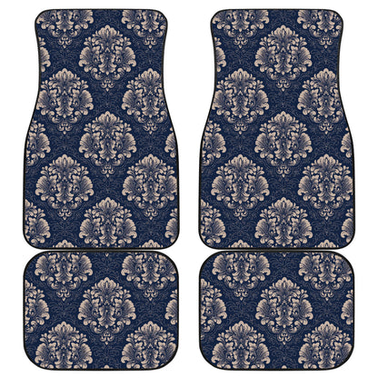 Damask Blue Luxury Print Pattern Car Floor Mats Front Back