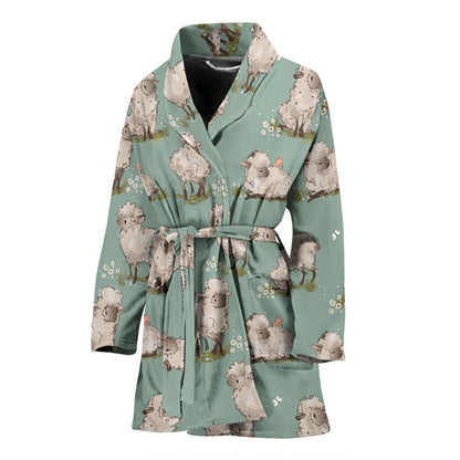 Sheep Print Design LKS405 Women Bathrobe