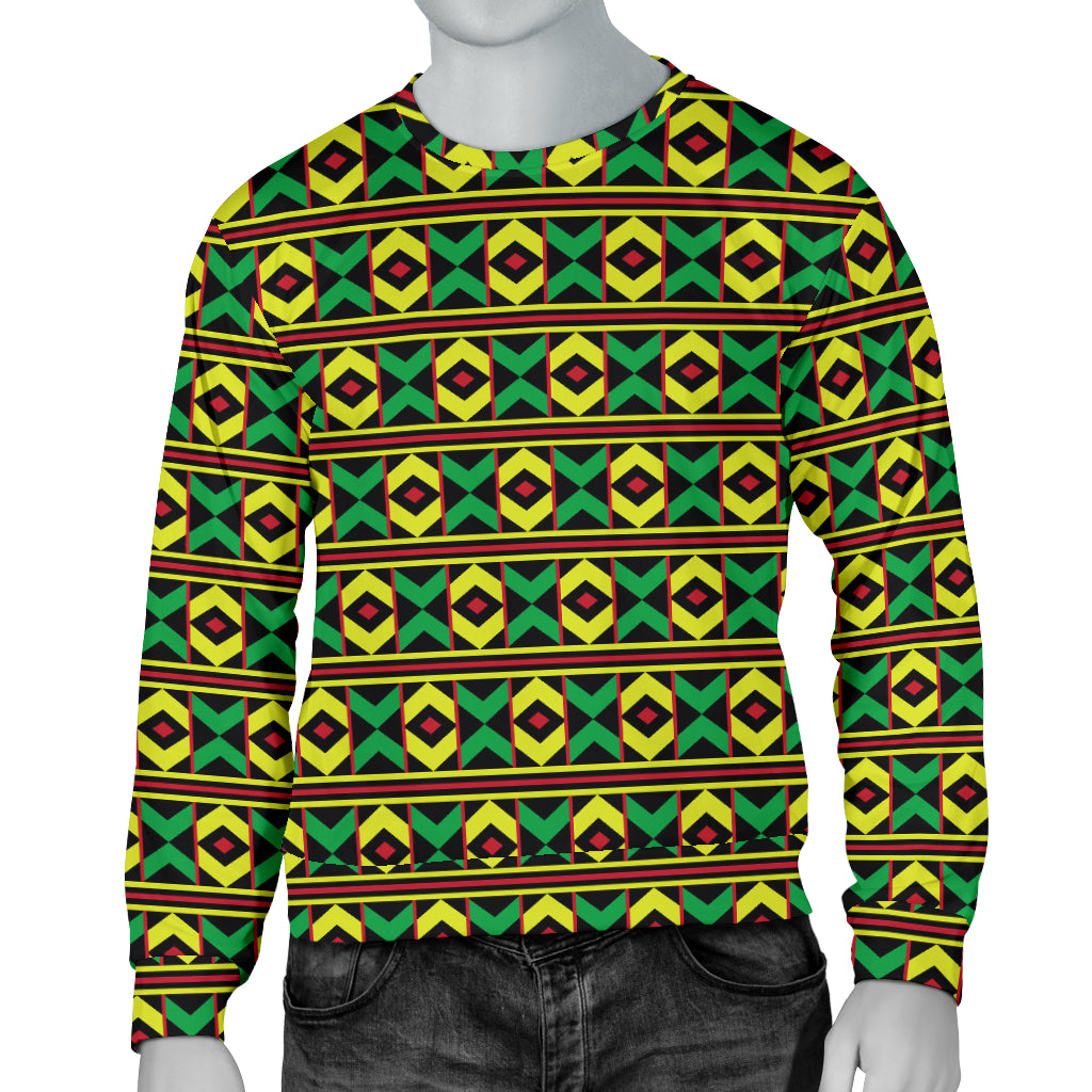 African Geometric Print Pattern Men Long Sleeve Sweatshirt