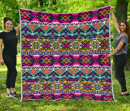 Indian Navajo Color Themed Design Print Quilt Bedspread