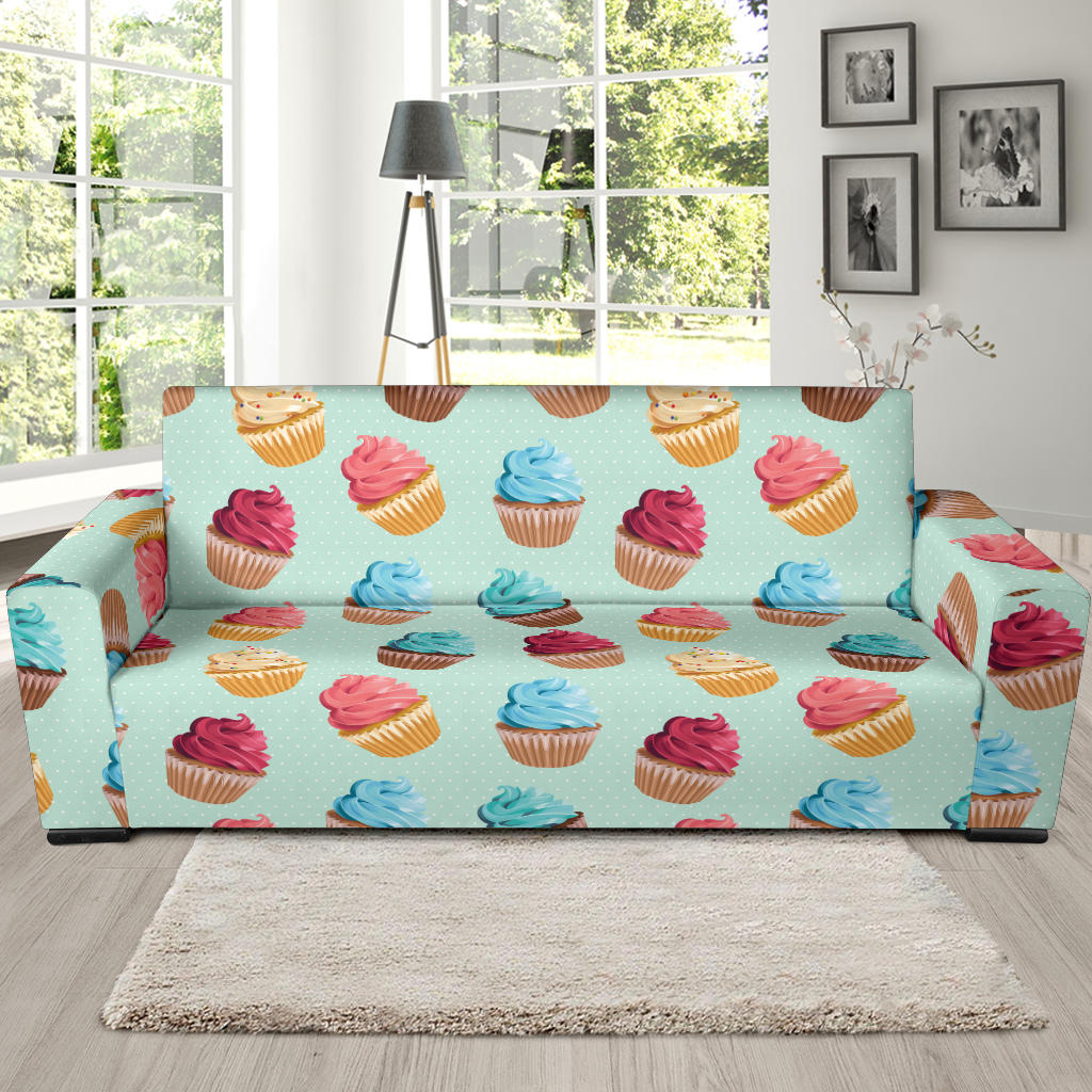 Cupcake Pattern Print Design 01 Sofa Slipcover