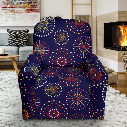 Firework Flower Style Print Design LKS302 Recliner Slipcover with Pocket