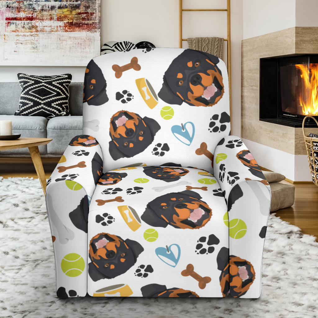 Rottweiler Pattern Print Design A04 Recliner Slipcover with Pocket