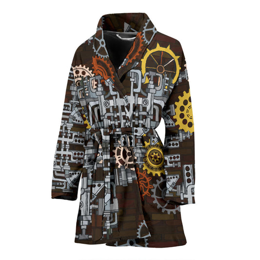 Mechanic Pattern Print Design 04 Women Bathrobe