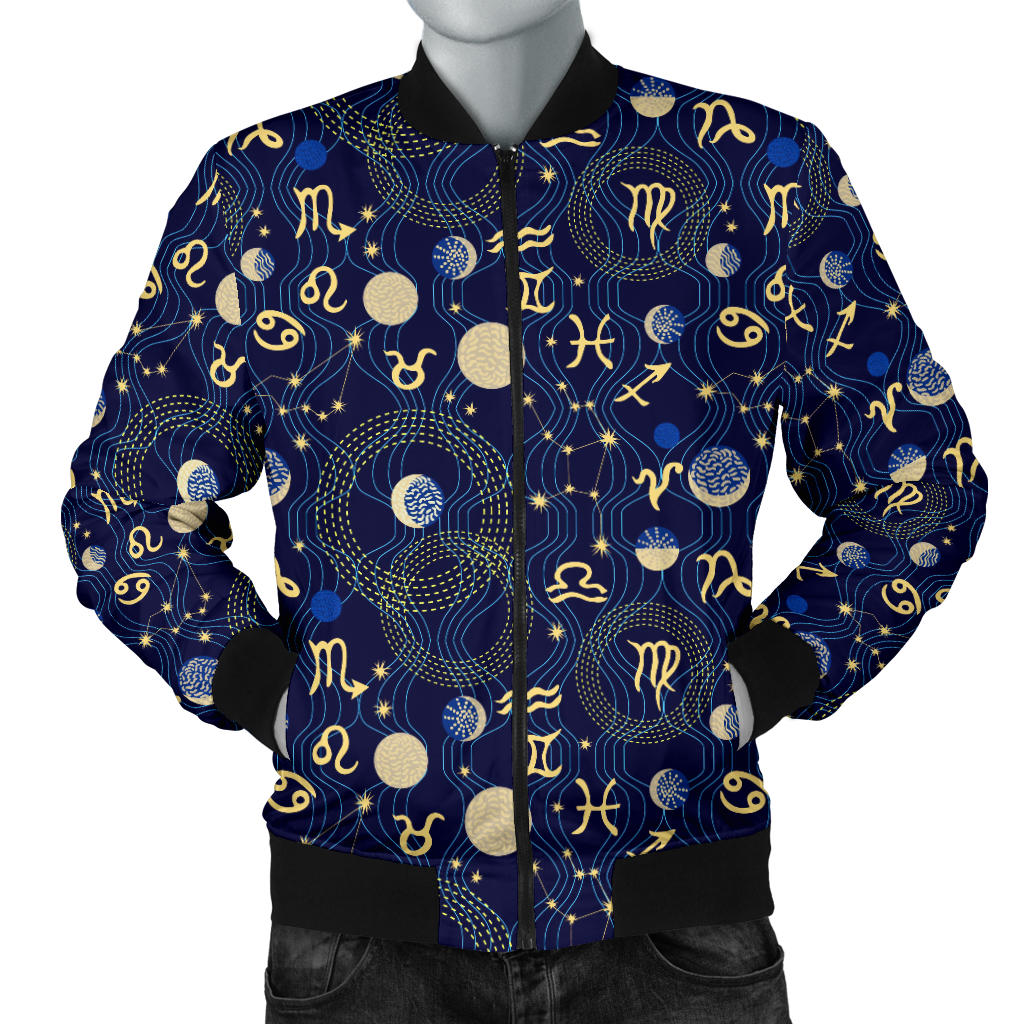 ZodiacThemed Design Print Men Bomber Jacket
