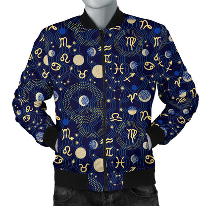 ZodiacThemed Design Print Men Bomber Jacket
