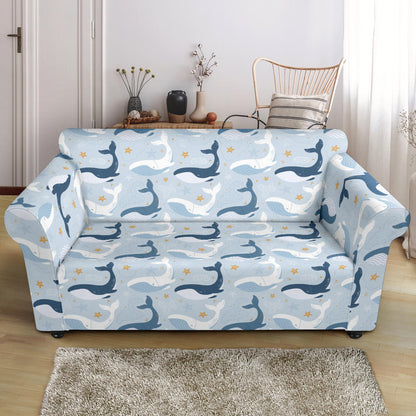 Whale Print Design LKS305 Loveseat Couch Slipcover