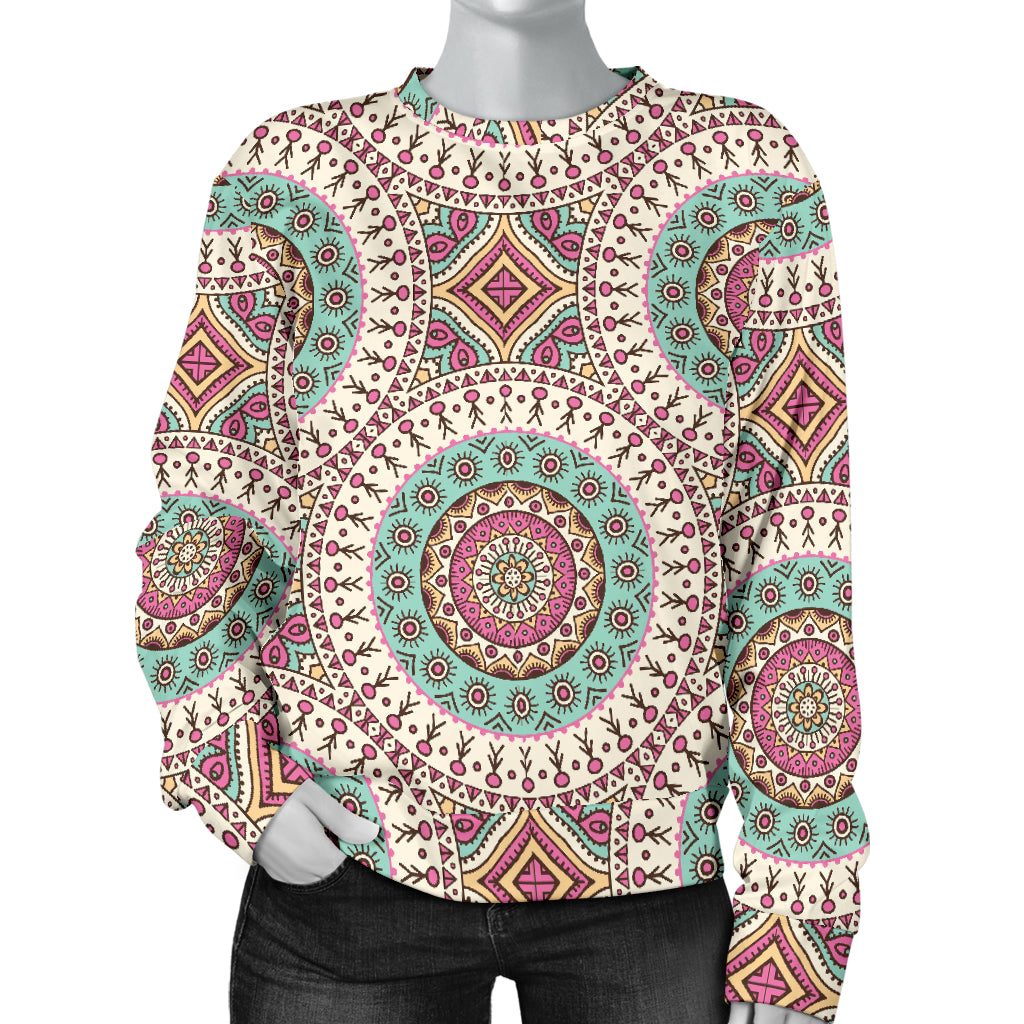 Bohemian Round Style Print Women Long Sleeve Sweatshirt