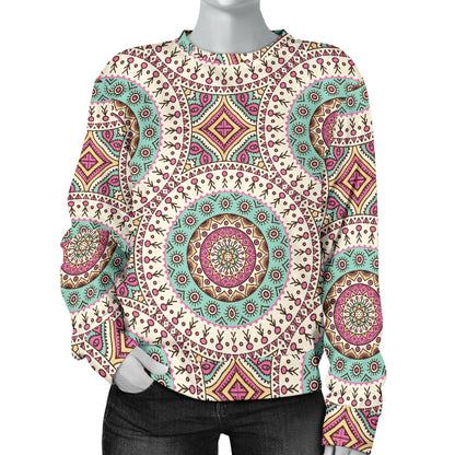Bohemian Round Style Print Women Long Sleeve Sweatshirt