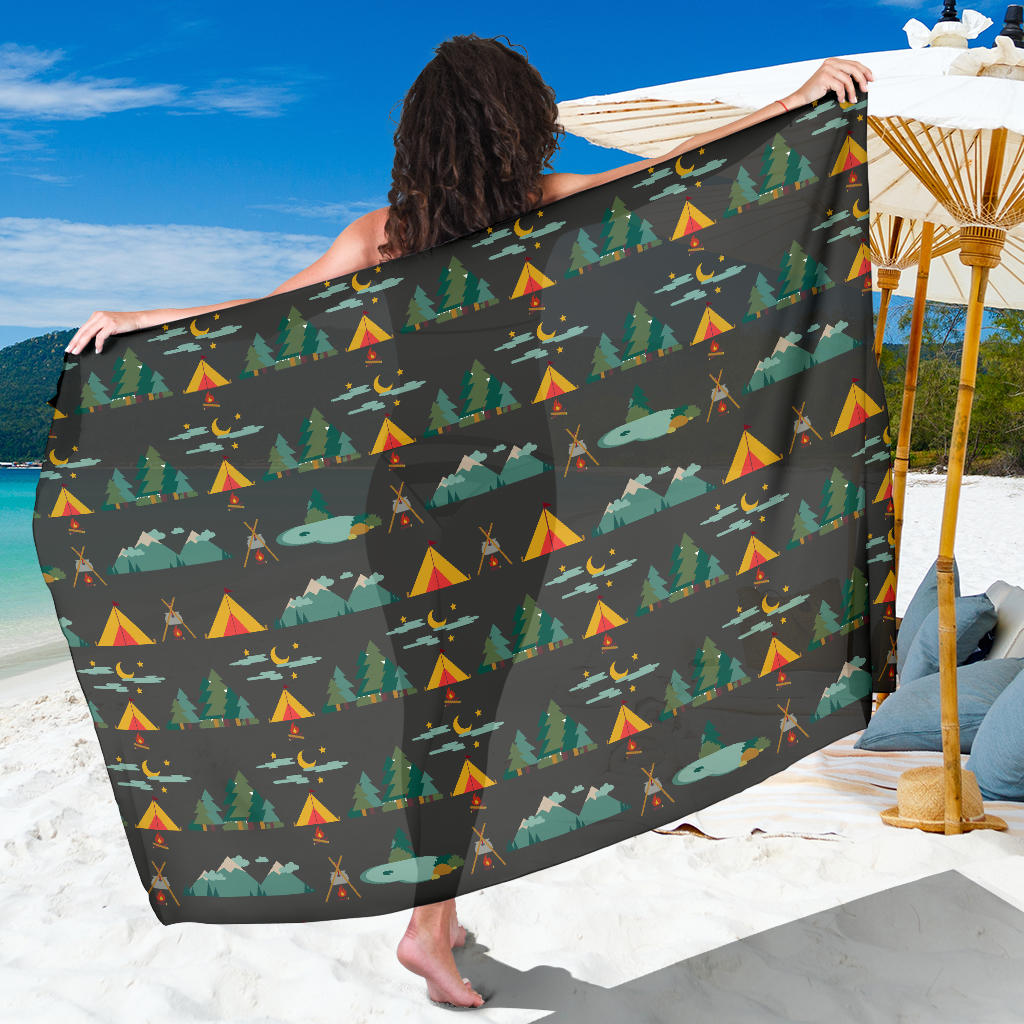 Camping Tent Pattern Print Design 03 Sarong Pareo Wrap