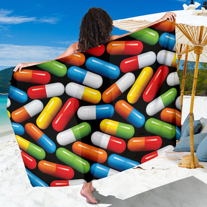Pill Pattern Print Design A02 Sarong Pareo Wrap