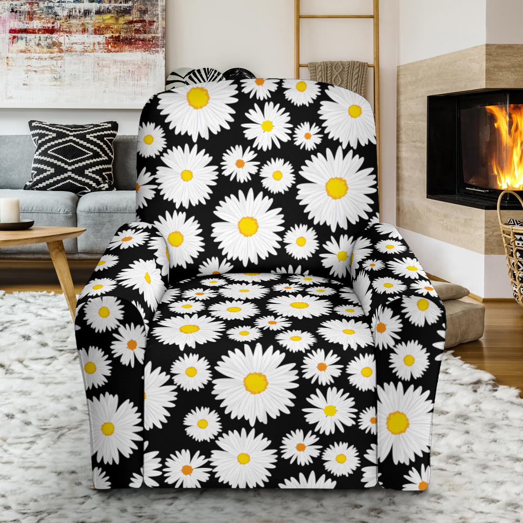 Daisy Pattern Print Design 01 Recliner Slipcover with Pocket