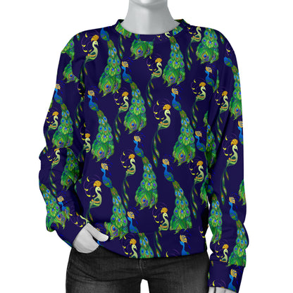 Peacock Art Design Print Women Long Sleeve Sweatshirt