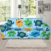 Monster Cartoon Pattern Print Design 04 Sofa Slipcover