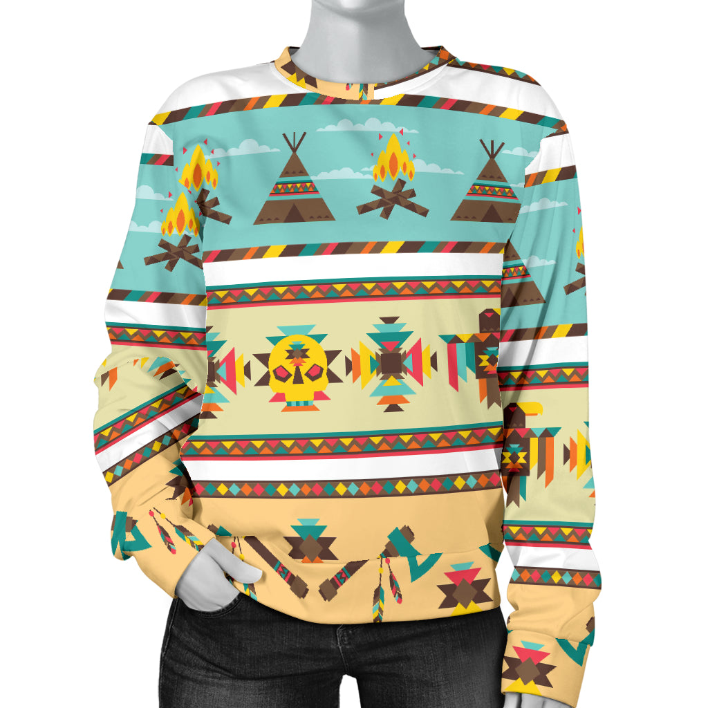 American indian Life Pattern Women Long Sleeve Sweatshirt