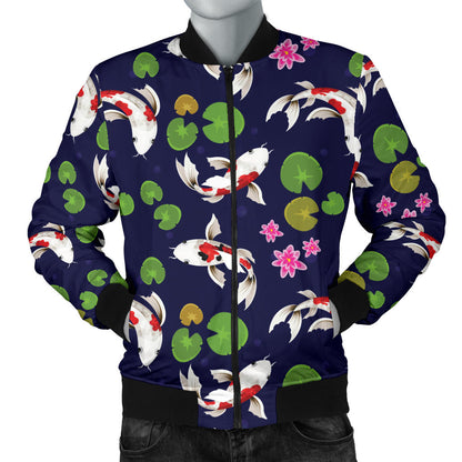 Koi Carp Pattern Design Themed Print Men Bomber Jacket