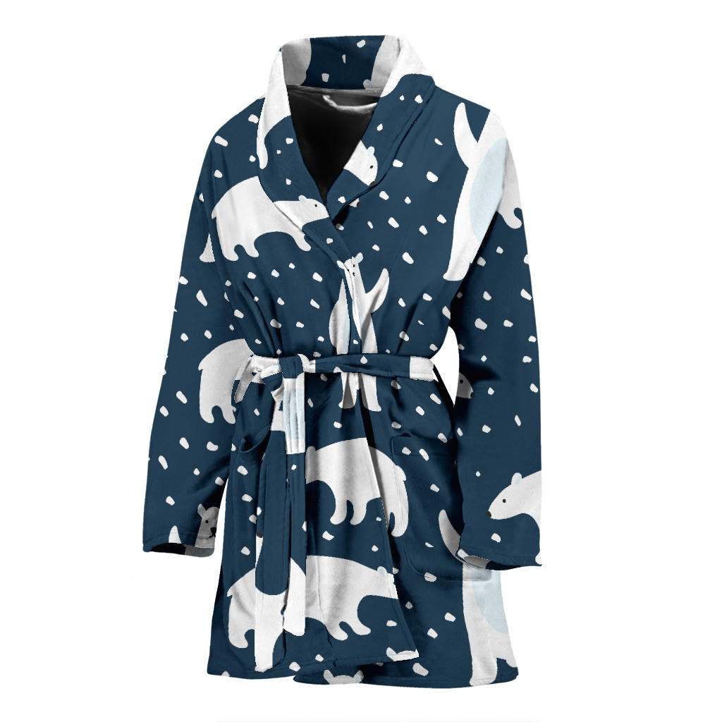 Polar Bear Pattern Print Design A02 Women Bathrobe