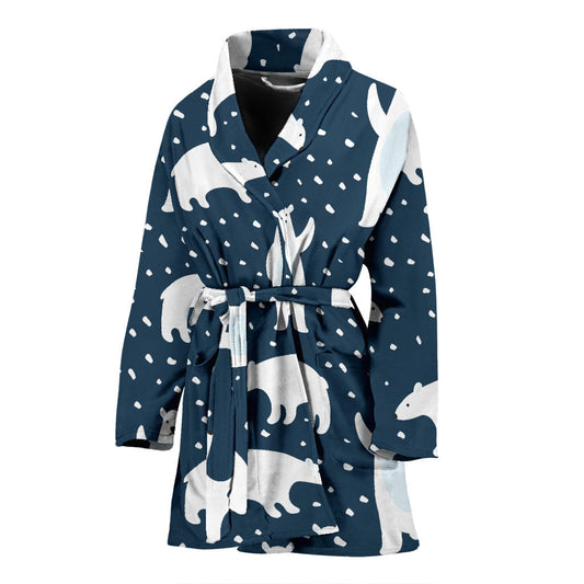 Polar Bear Pattern Print Design A02 Women Bathrobe