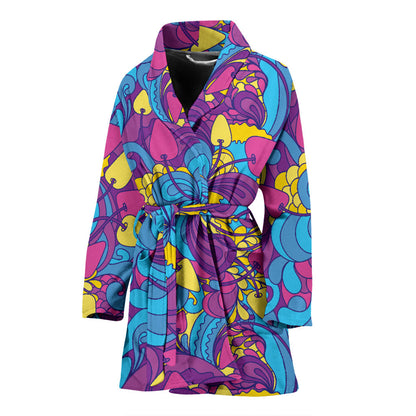 Psychedelic Mushroom Pattern Print Design A03 Women Bathrobe