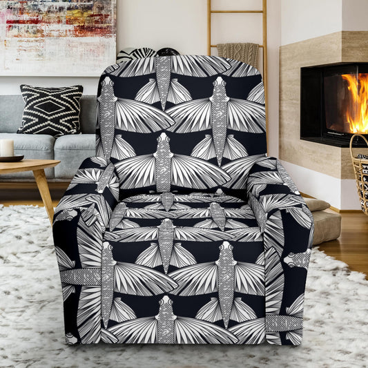 Flying Fish Pattern Print Design 03 Recliner Slipcover with Pocket