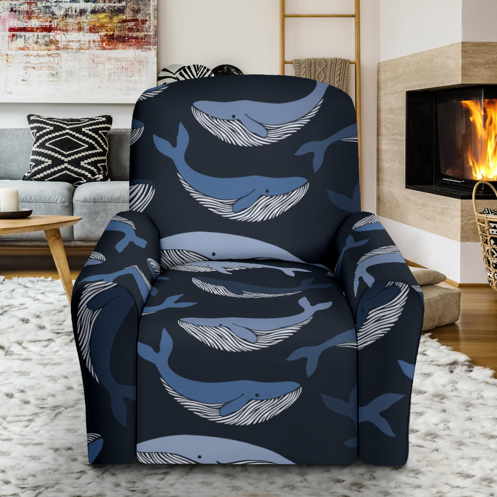 Whale Print Design LKS301 Recliner Slipcover with Pocket