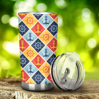 Nautical Pattern Design Themed Print Tumbler