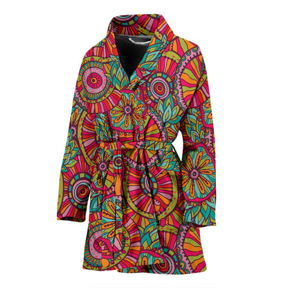 Boho Pattern Print Design 01 Women Bathrobe