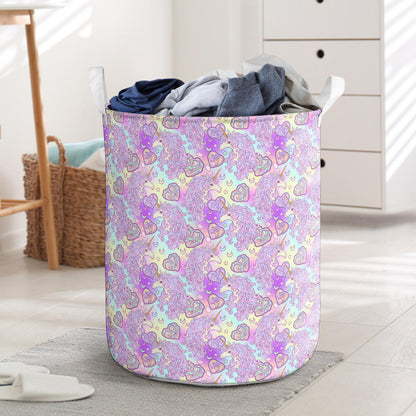 Unicorn Rainbow Star Heart Print Laundry Basket