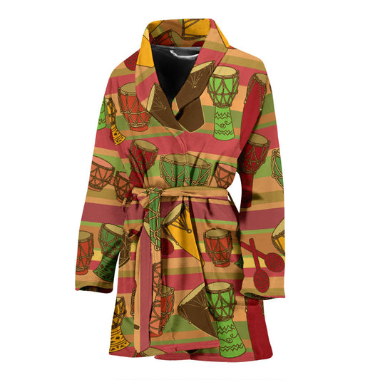 Percussion Pattern Print Design 01 Women Bathrobe