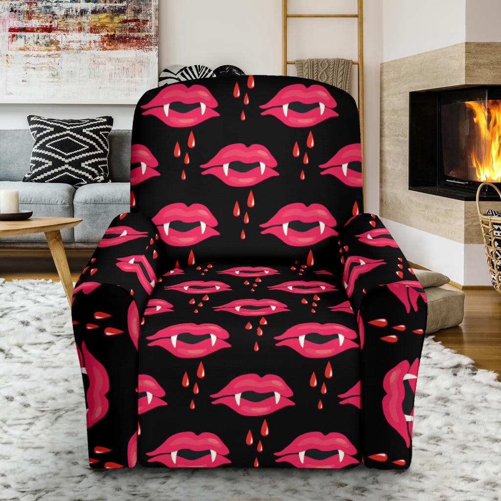 Vampire Lips Print Design LKS303 Recliner Slipcover with Pocket