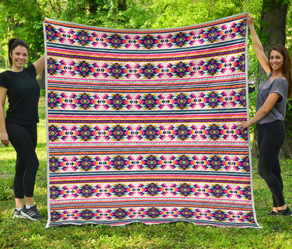 Indian Navajo Neon Themed Design Print Quilt Bedspread