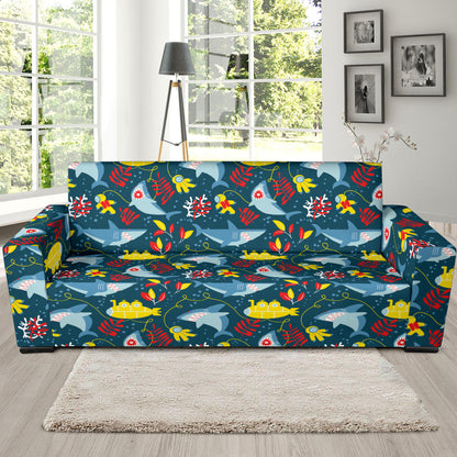 Scuba With Sharks Print Design LKS303 Sofa Slipcover