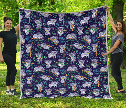 Koala Themed Design Print Quilt Bedspread