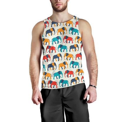 Elephant Colorful Print Pattern Men Tank Top