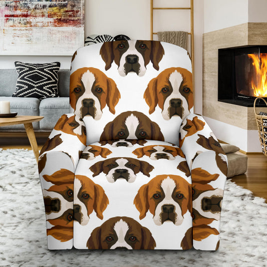 St Bernards Print Design LKS301 Recliner Slipcover with Pocket