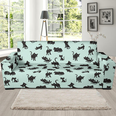 Black Cat Pattern Print Design 04 Sofa Slipcover