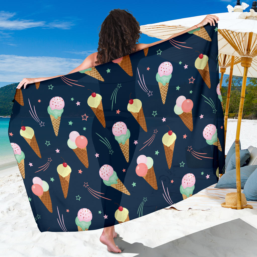 Ice Cream Pattern Print Design 04 Sarong Pareo Wrap