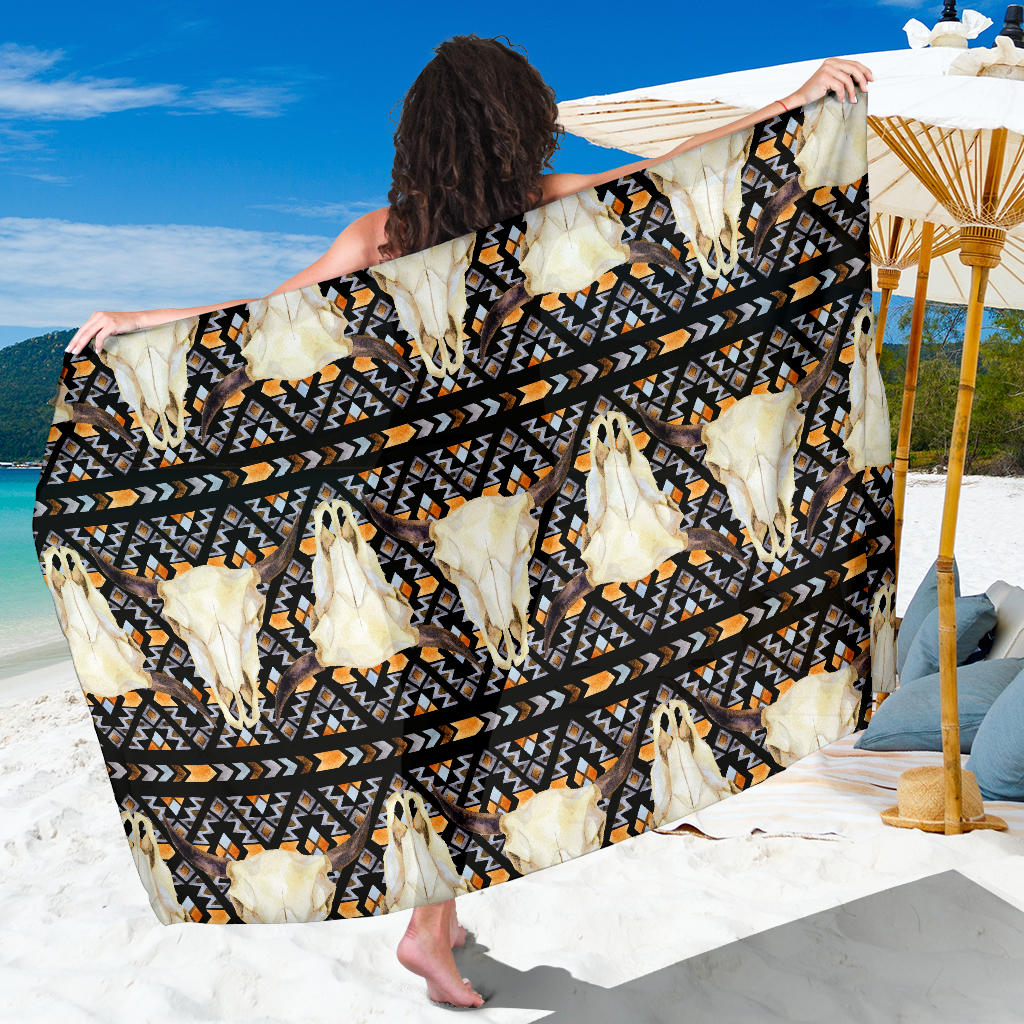 Buffalo Head Pattern Print Design 03 Sarong Pareo Wrap