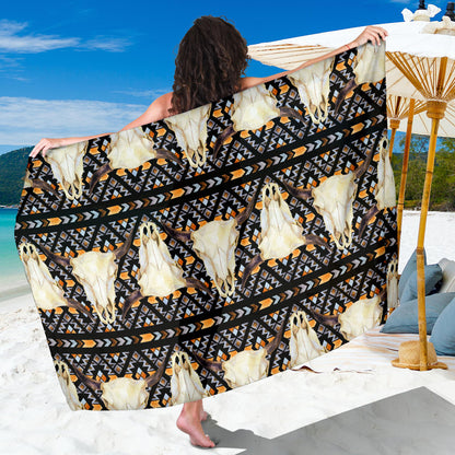 Buffalo Head Pattern Print Design 03 Sarong Pareo Wrap