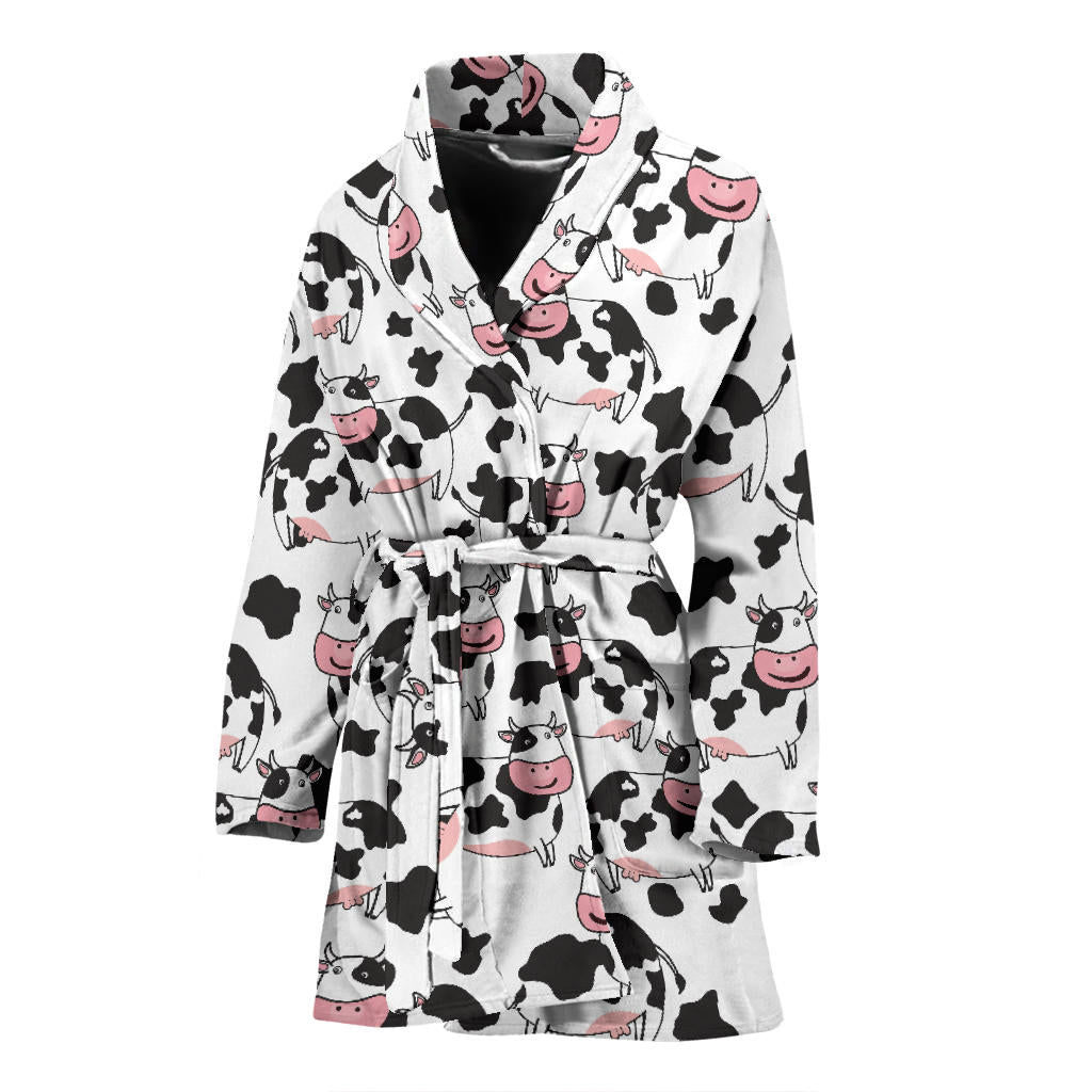 Cow Pattern Print Design 02 Women Bathrobe