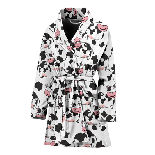 Cow Pattern Print Design 02 Women Bathrobe