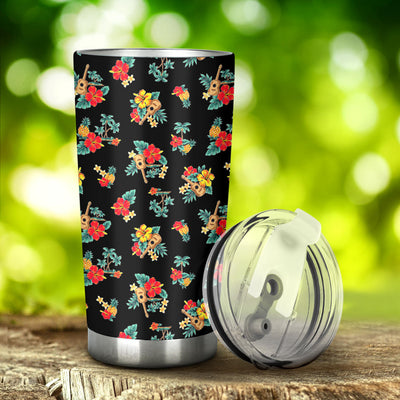 Hawaiian Flower Themed Print Tumbler