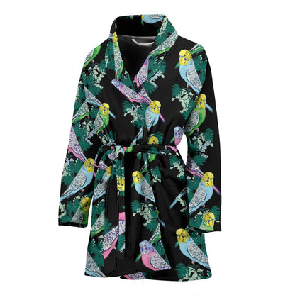 Budgerigar Pattern Print Design 03 Women Bathrobe