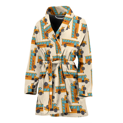 School Bus Print Design LKS305 Women Bathrobe