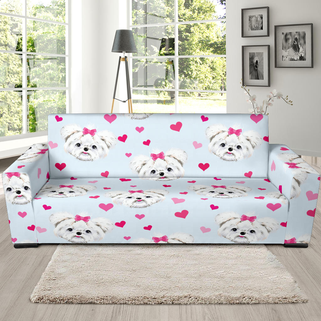 Maltese Pattern Print Design 03 Sofa Slipcover