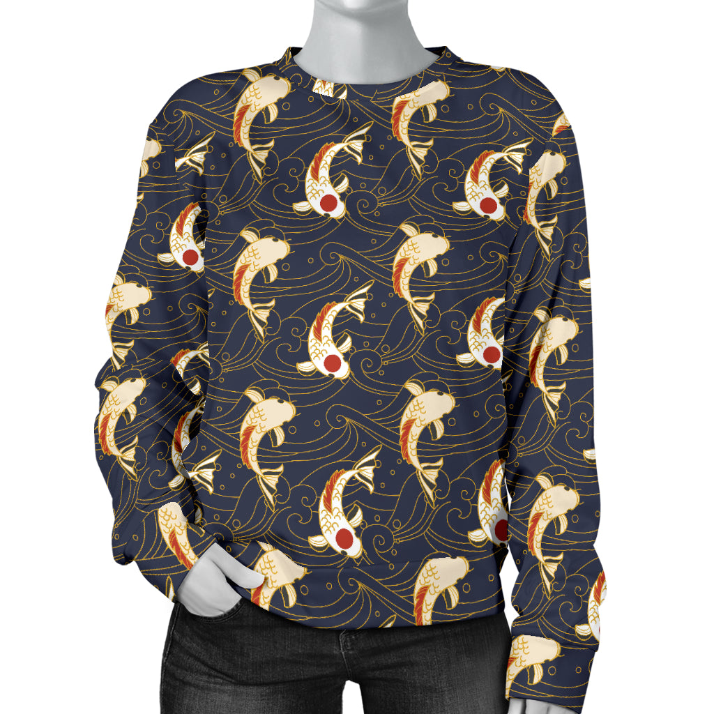 Koi Carp Japanese Design Themed Print Women Long Sleeve Sweatshirt