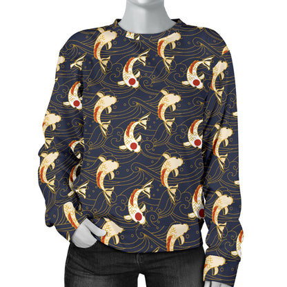 Koi Carp Japanese Design Themed Print Women Long Sleeve Sweatshirt