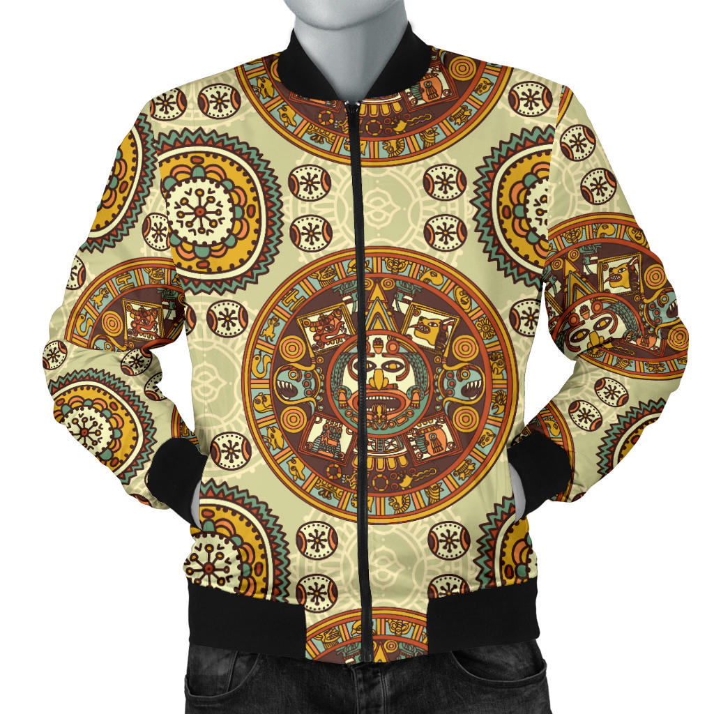 Calendar Aztec Themed Print Pattern Men Bomber Jacket
