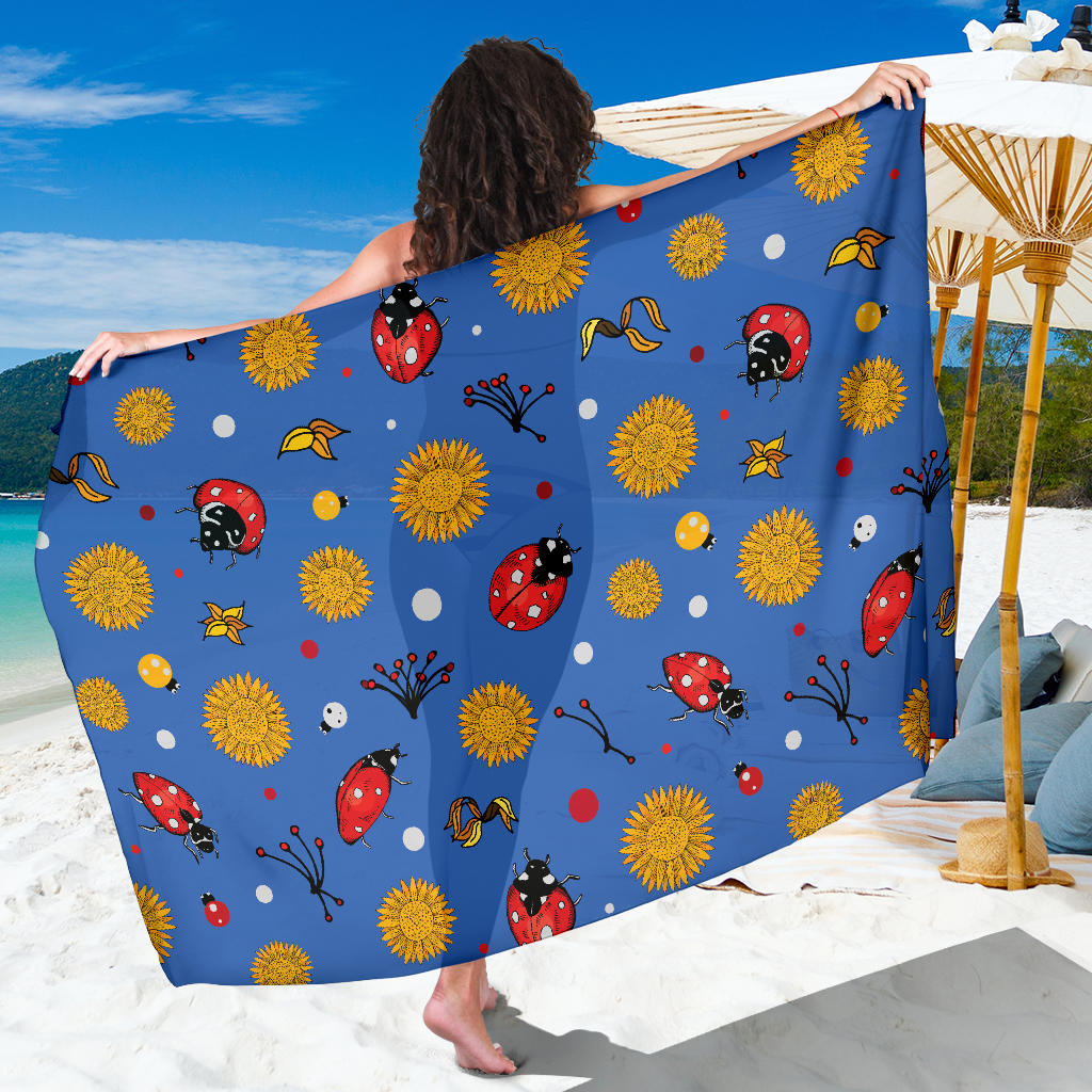 Ladybug Pattern Print Design 05 Sarong Pareo Wrap