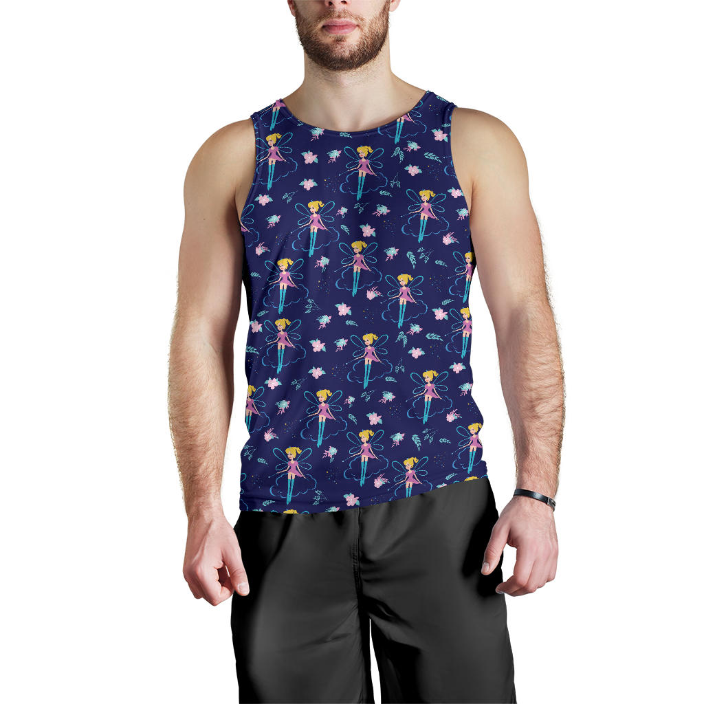 Fairy Cartoon Style Print Pattern Men Tank Top